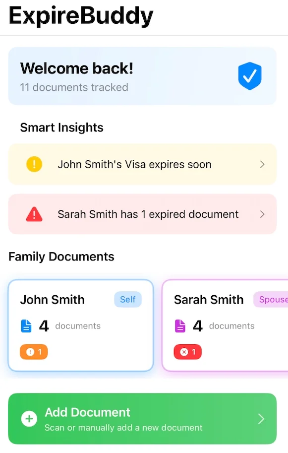 ExpireBuddy Family Dashboard